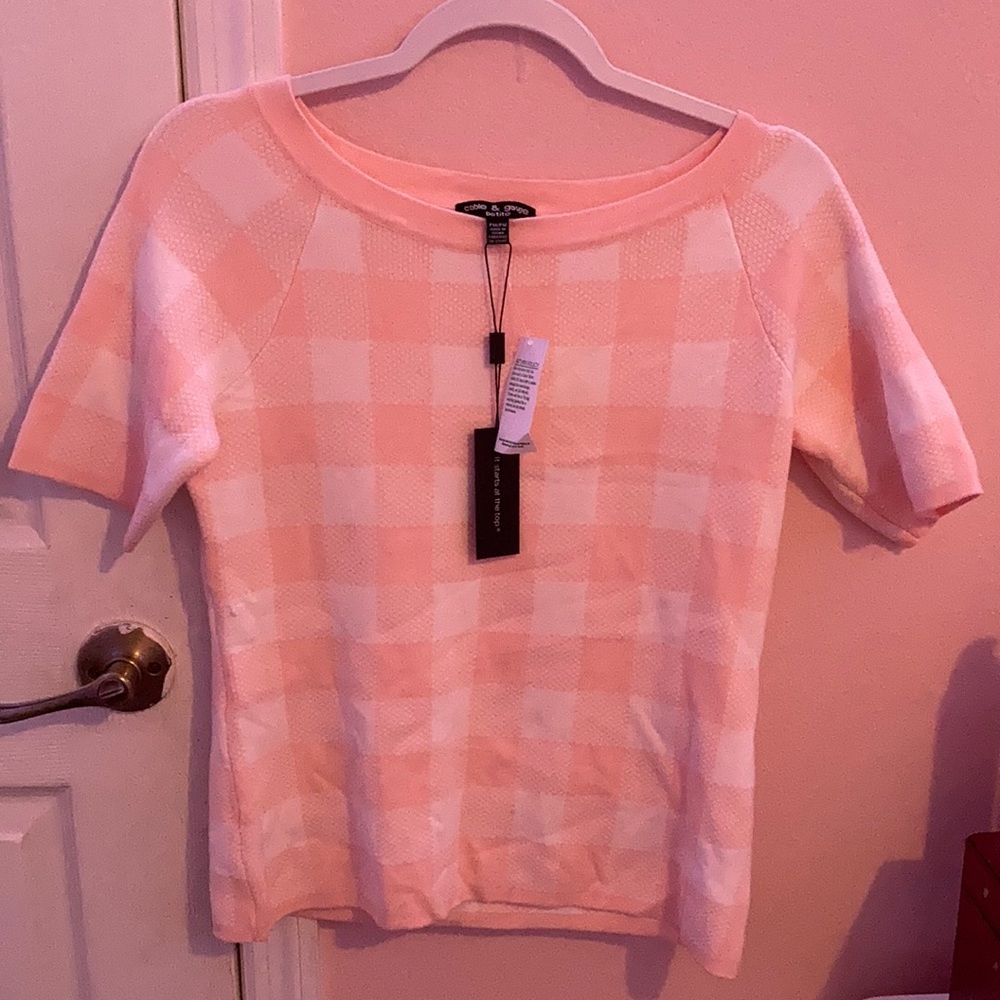 Pink and white plaid shirt